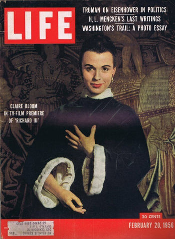 ORIGINAL Vintage Life Magazine February 20 1956 Claire Bloom