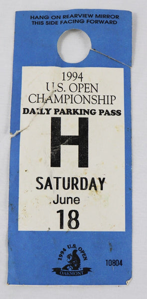 VINTAGE 1994 US Open Oakmont Parking Pass Last Arnold Palmer , Ernie Els Win