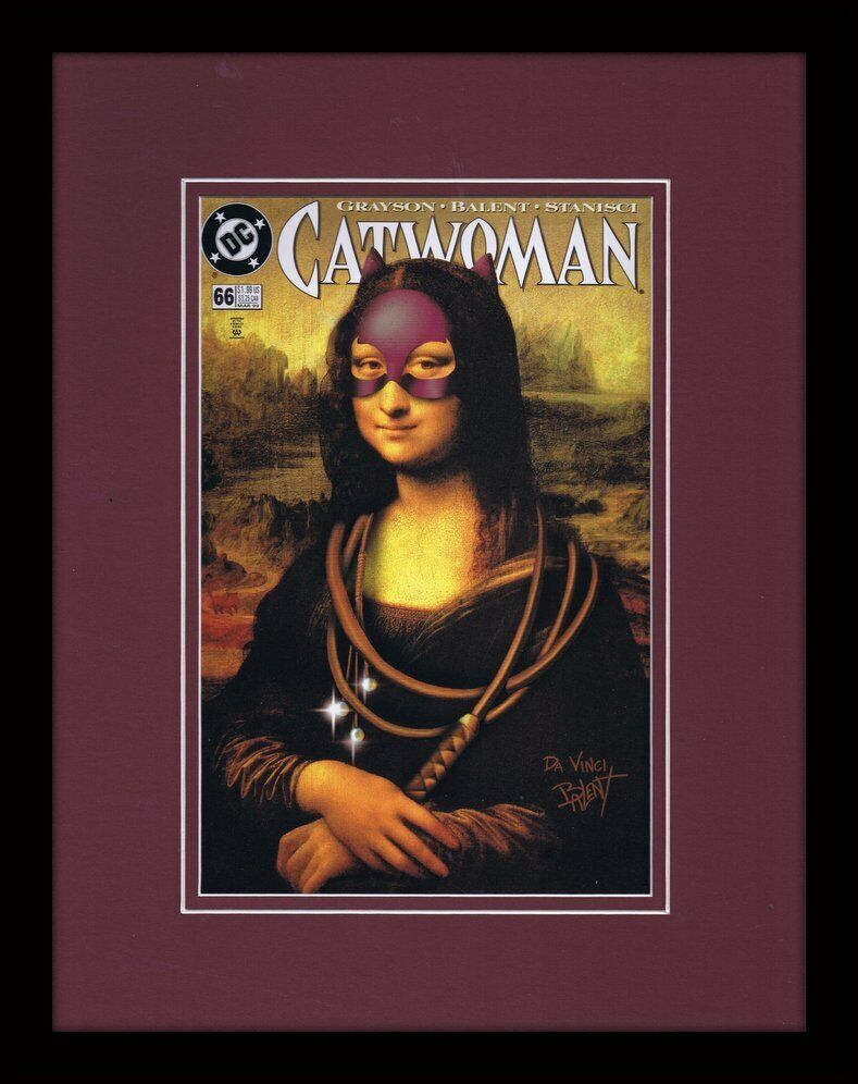 Catwoman #66 Framed 11x14 Repro Cover Display DC Comics Mona Lisa Homage