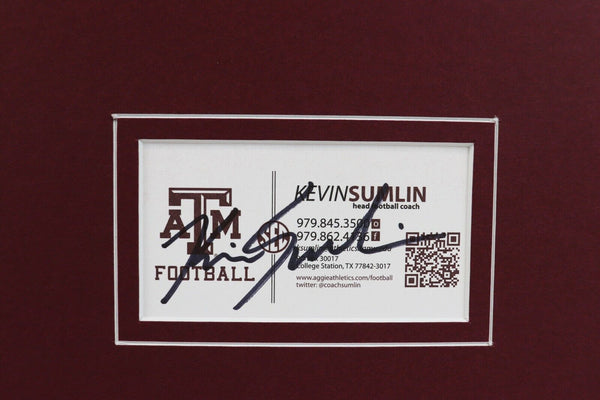 Kevin Sumlin Signed Framed 16x20 Business Card + Photo Set JSA Texas A&M