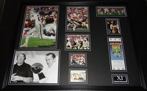 Super Bowl XI Framed 18x24 Repro Ticket & Photo Collage Raiders vs Washington