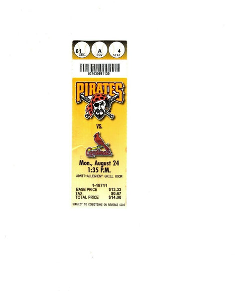 Aug 24 1998 St Louis Cardinals @ Pittsburgh Pirates Ticket Three Rivers Stadium