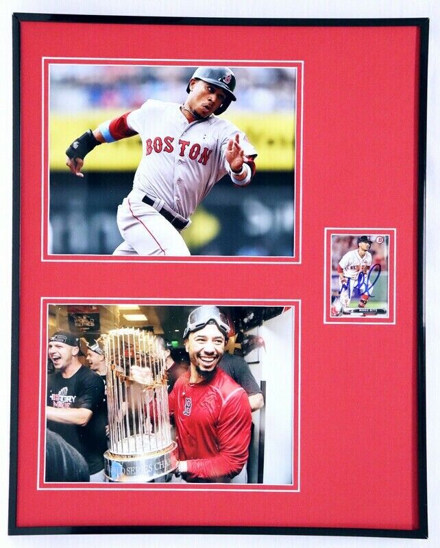 Mookie Betts Signed Framed 16x20 Photo Display Red Sox