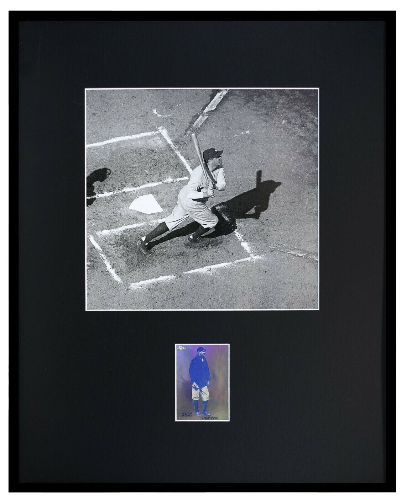 Babe Ruth 16x20 Framed Photo + Topps Rookie Chrome Reprint Display Yankees