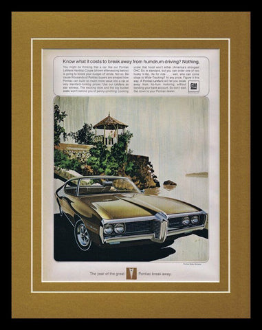 1968 Pontiac Lemans Hardtop Coupe Framed 11x14 ORIGINAL Vintage Advertisement