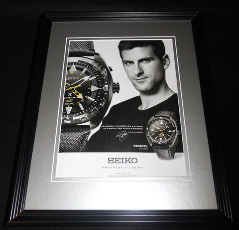 Novak Djokovic Facsimile Signed Framed 11x14 2015 Seiko Advertising Display B