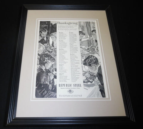 1951 Republic Steel Thanksgiving Framed 11x14 ORIGINAL Vintage Advertisement