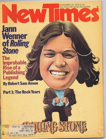 ORIGINAL Vintage November 26 1976 New Times Magazine Jann Wenner Rolling Stone