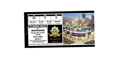 Apr 16 2001 Houston Astros @ Pittsburgh Pirates Ticket 3rd PNC Park Game