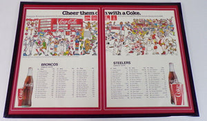 1979 Steelers vs Broncos Framed 12x18 ORIGINAL Coca Cola Advertising Display