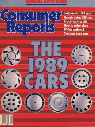 ORIGINAL Vintage 1989 Consumer Reports Magazine Cars Issue