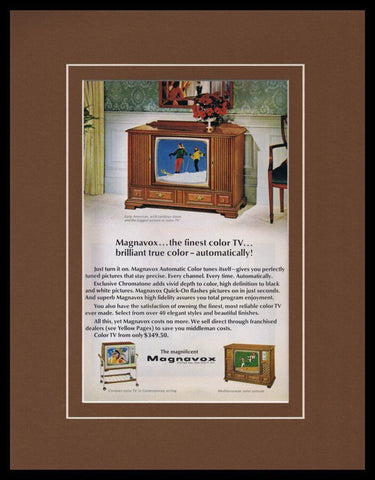 1967 Magnavox Automatic Color TV Framed 11x14 ORIGINAL Vintage Advertisement 