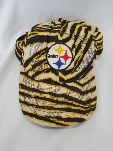 1996 Pittsburgh Steelers Team Signed AJD Zubaz Cap Hat Justin Strzelczyk