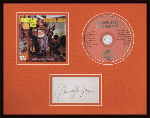 Grandpa Jones Signed Framed 11x14 Mountain Dew CD & Photo Display 