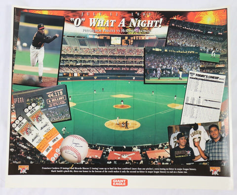 VINTAGE 1997 Pittsburgh Pirates Francisco Cordova No Hitter 18x22 Poster