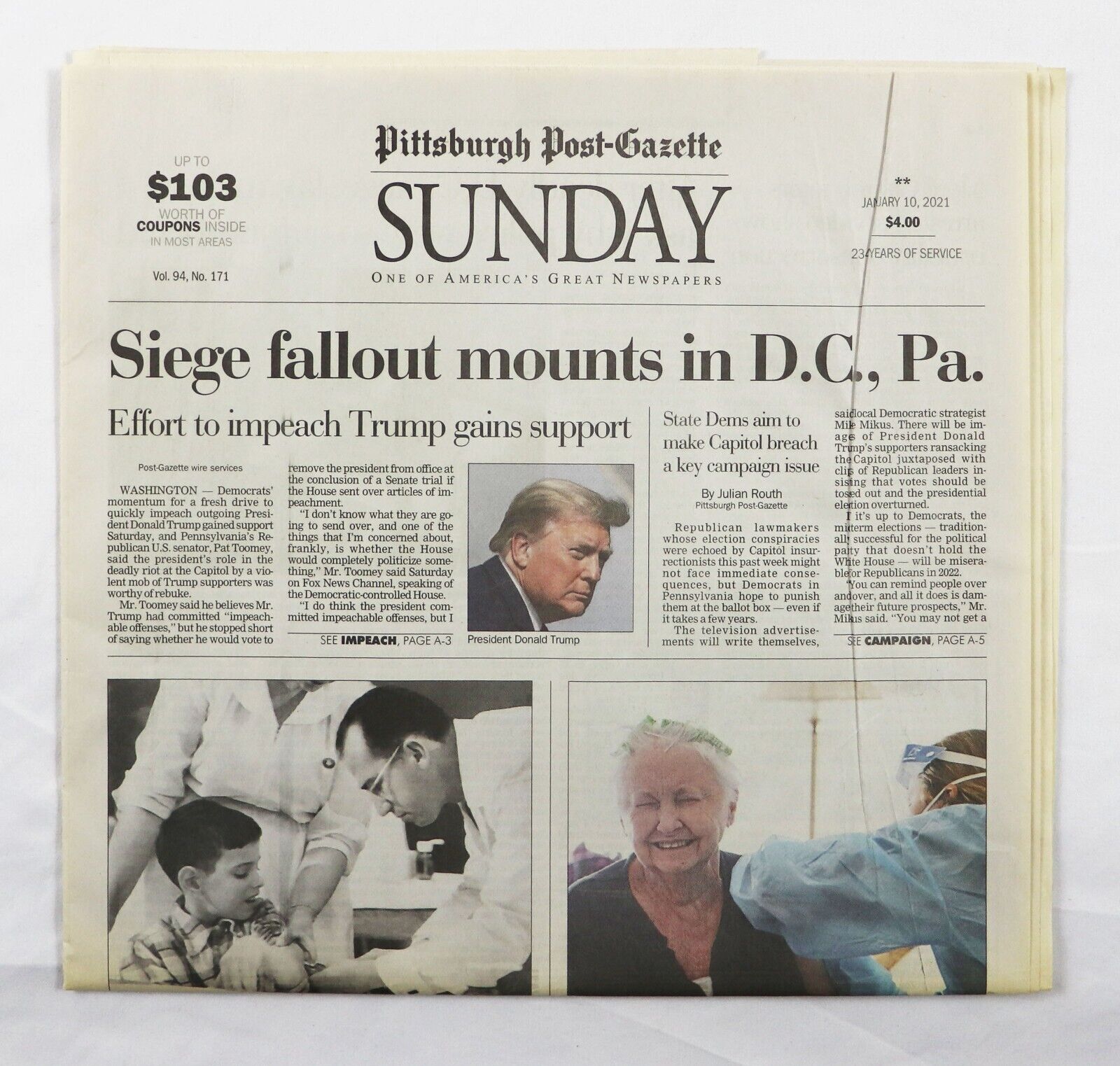 Jan 10 2021 Donald Trump Jan 6th Fallout Pittsburgh Post Gazette Newspaper