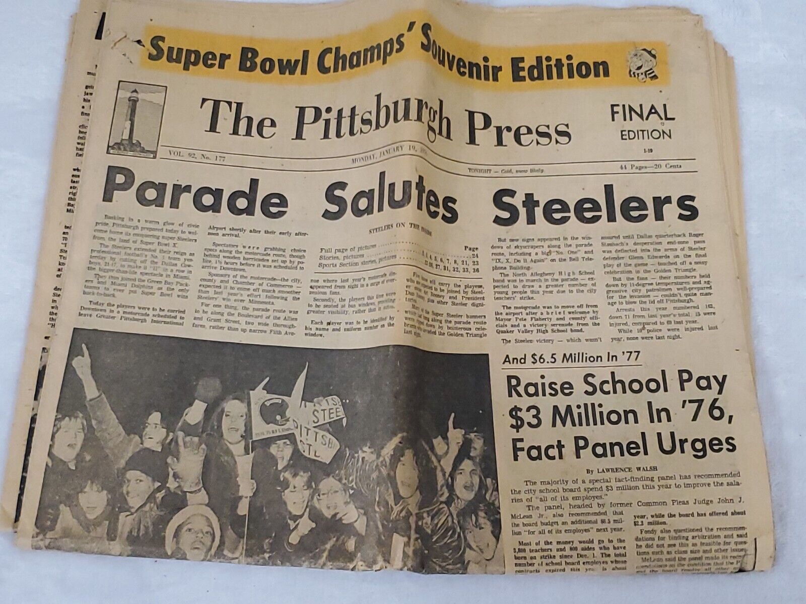 VINTAGE Jan 19 1980 Pittsburgh Press Newspaper Steelers Super Bowl Parade