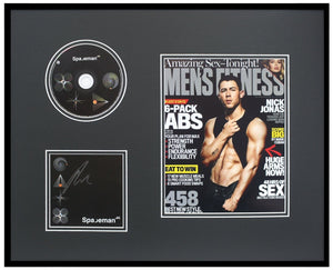 Nick Jonas Signed Framed 16x20 Spaceman CD + Men's Health Cover Display