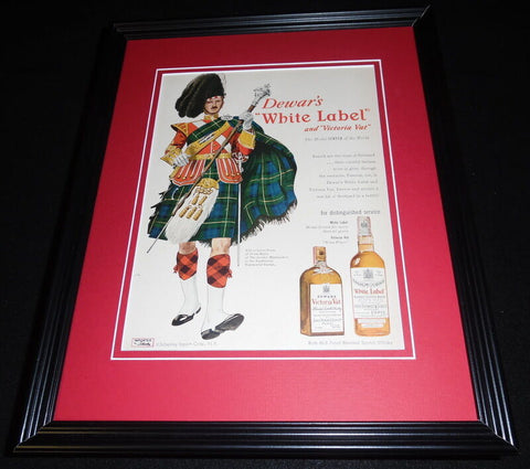 1951 Dewar's White Label Whisky Framed 11x14 ORIGINAL Vintage Advertisement B