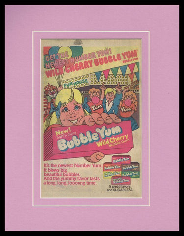 1980 Wild Cherry Bubble Yum Gum Framed 11x14 ORIGINAL Vintage Advertisement