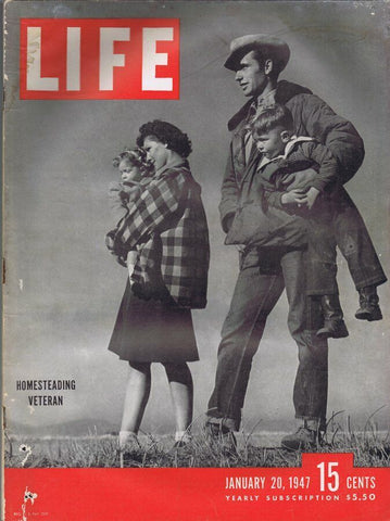 ORIGINAL Vintage Life Magazine January 20 1947 Homesteading Veteran