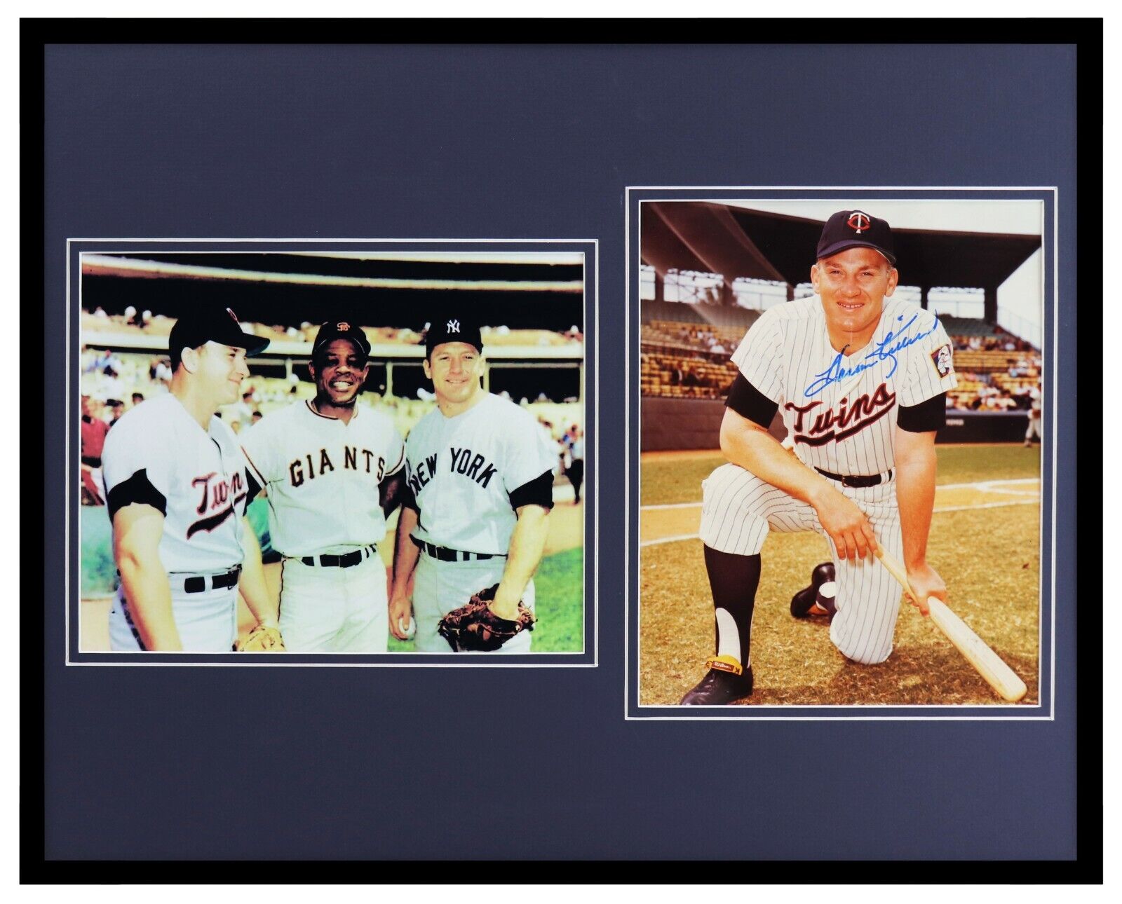 Harmon Killebrew Signed Framed 16x20 Photo Set w/Mickey Mantle Willie Mays