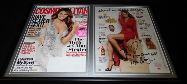 Chrissy Teigen Facsimile Signed Framed 2016 Cosmo Cover & Photo Display 