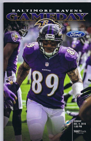 ORIGINAL Vintage Dec 4 2016 Baltimore Ravens vs Dolphins Program Steve Smith