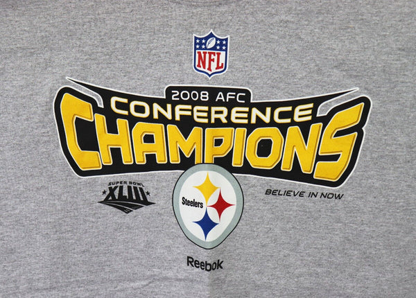 VINTAGE 2008 Reebok Pittsburgh Steelers AFC Champs T-Shirt LG L