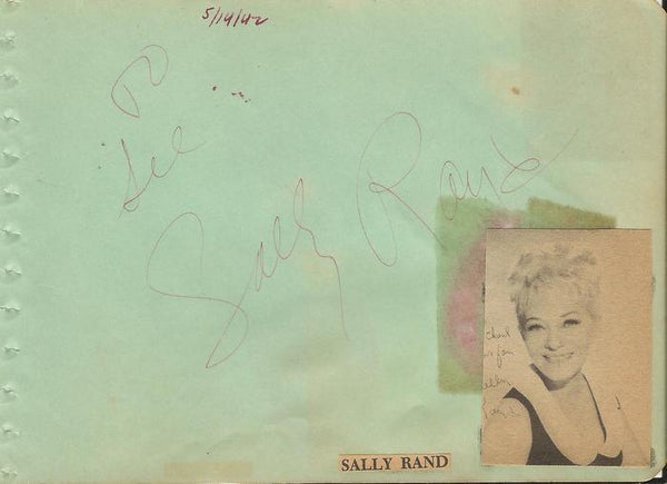 Sally Rand Signed Vintage Album Page w/ Jane Withers Lip Print JSA