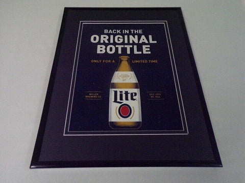 2015 Miller Lite Beer Original Bottle 11x14 Framed Advertisement