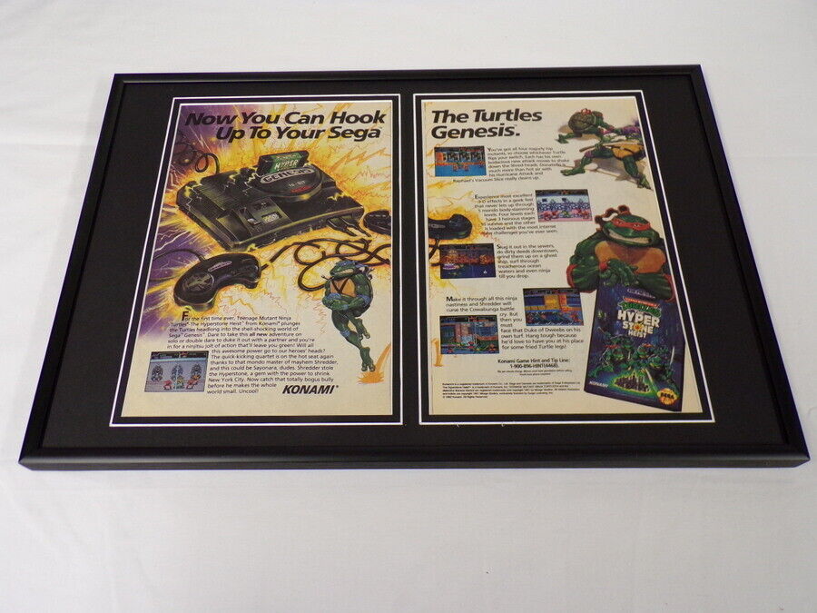 TMNT Hyper Stone Heist 1992 Sega 12x18 Framed VINTAGE Advertising Display 