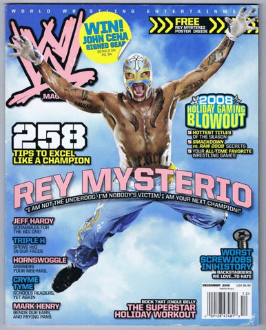 ORIGINAL Vintage December 2008 WWE Magazine Rey Mysterio