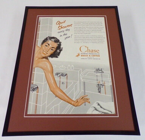 1953 Chase Brass & Copper Framed ORIGINAL 11x14 Vintage Advertisement 