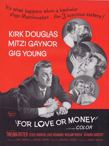 For Love or Money 1963 Kirk Douglas ORIGINAL Vintage 9x12 Industry Ad Gig Young