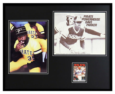 Dave Parker Signed Framed 16x20 Photo Display Pirates Dugout Smoking & The Mask