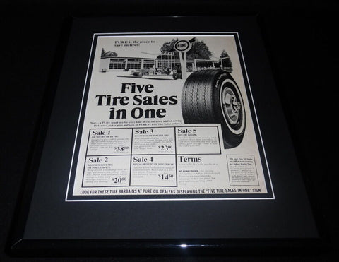 1966 Pure Tires Framed 11x14 ORIGINAL Vintage Advertisement