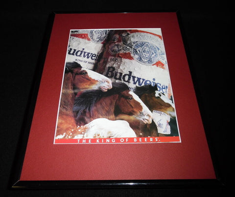 1990 Budweiser King of Beers Framed 11x14 ORIGINAL Advertisement