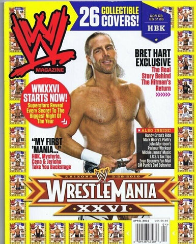 ORIGINAL Vintage April 2010 WWE Magazine Bret Hitman Hart Wrestlemania XXVI