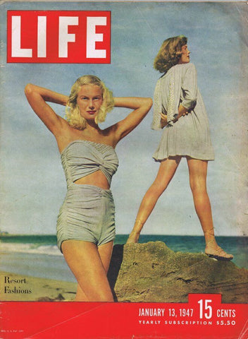 ORIGINAL Vintage Life Magazine January 13 1947 Resort Fashion Swimsuit Cover