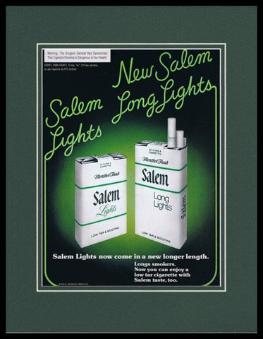 1966 Salem Lights Cigarettes Framed 11x14 ORIGINAL Vintage Advertisement 