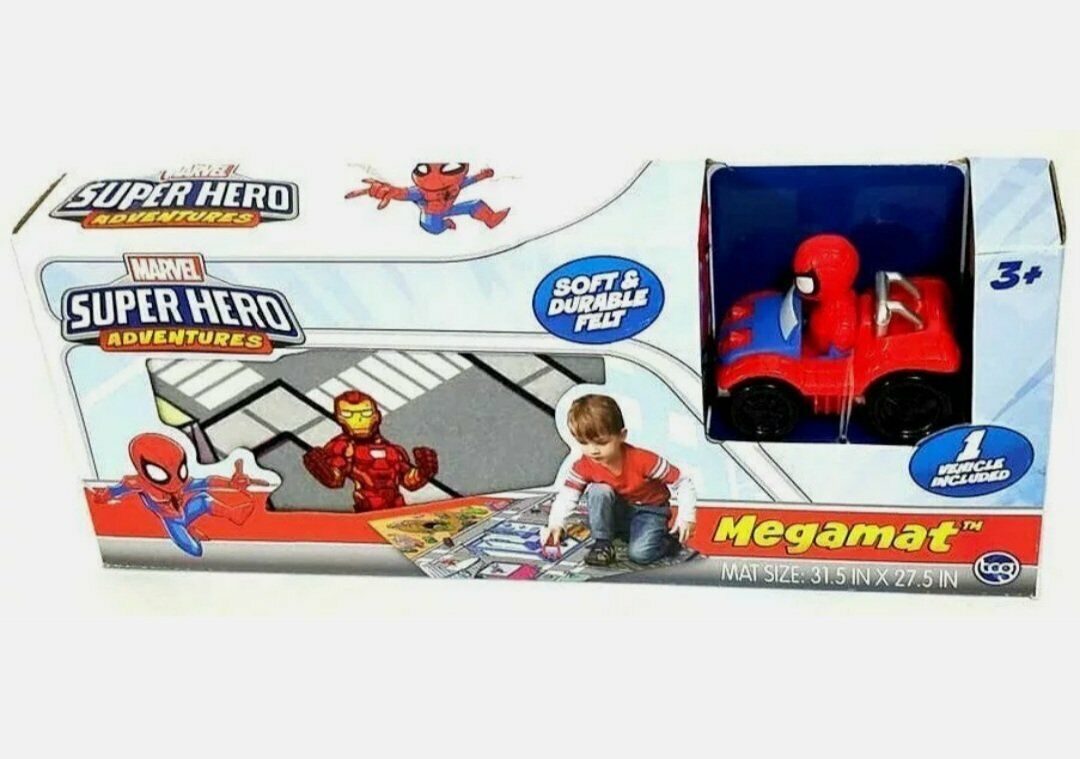 NEW SEALED 2018 TCG Marvel Super Heroes 27x31" Felt Megamat w/ Spiderman Vehicle