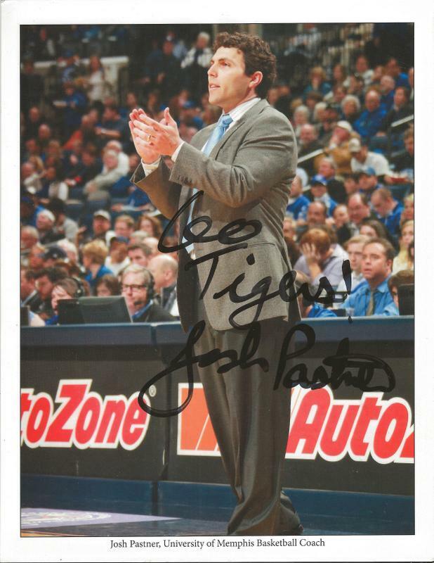 Coach Josh Pastner Signed 8x10 Photo Memphis Go Tigers Inscription