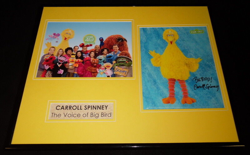 Caroll Spinney Signed Framed 16x20 Photo Display AW Big Bird Sesame Street