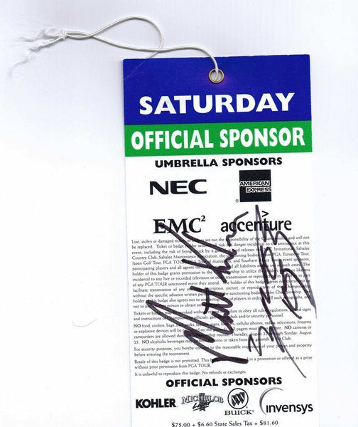 Justin Leonard Davis Love Tom Lehman +3 Signed 2002 NEC Invitational Ticket