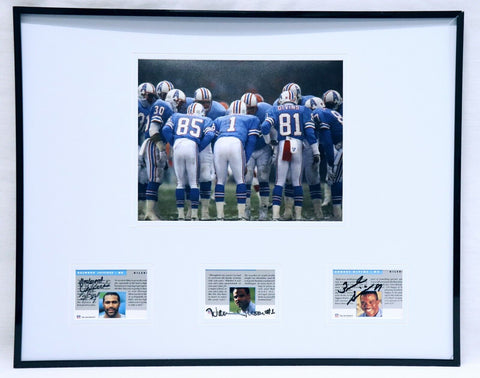 Warren Moon H Jeffires E Givins Signed Framed 16x20 Photo Display PRO LINE Oiler