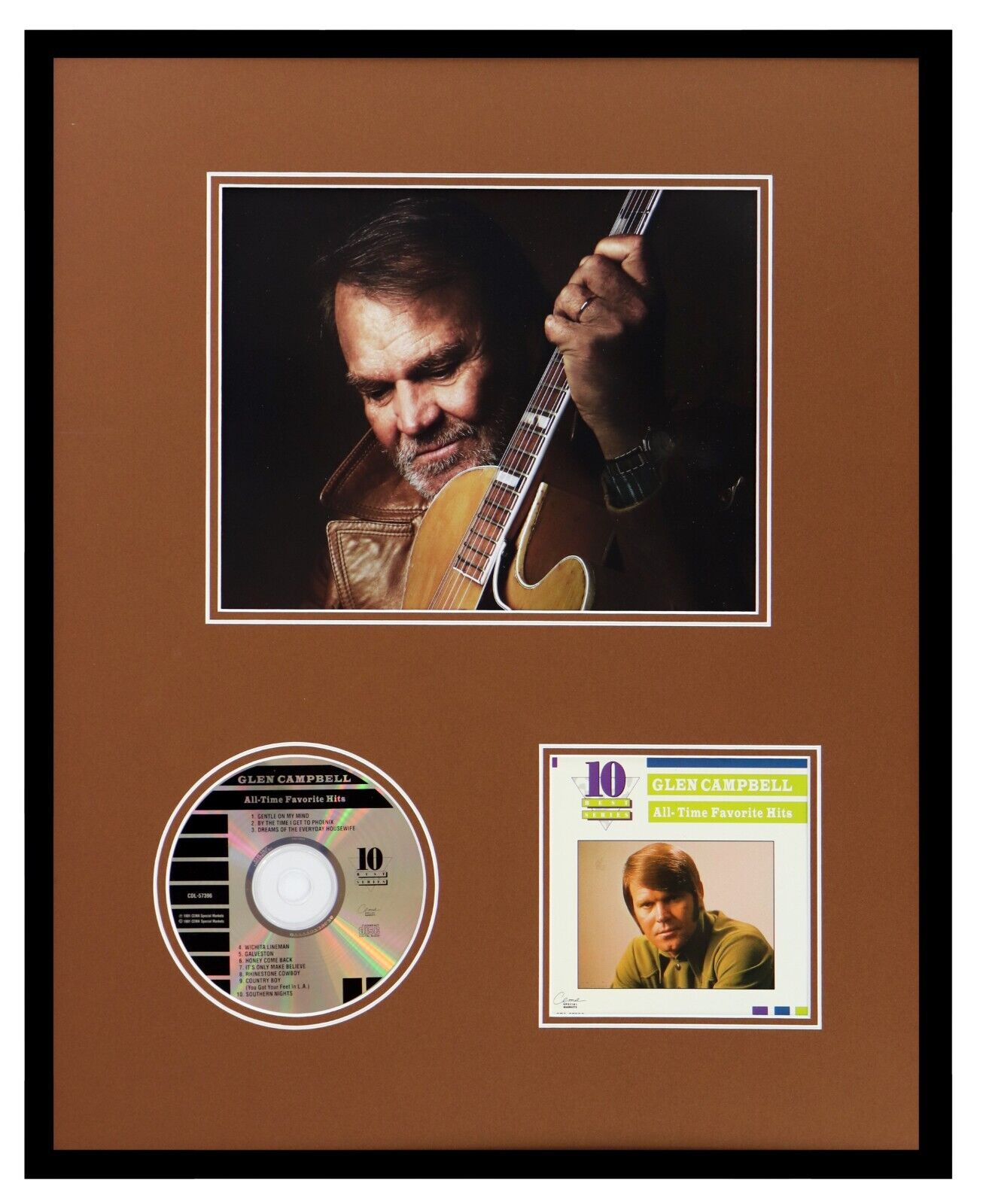 Glen Campbell Framed 16x20 All Time Hits CD & Photo Display