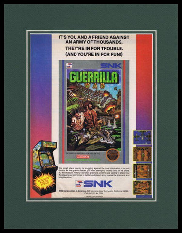 Guerrilla War 1989 NES Nintendo Framed 11x14 ORIGINAL Vintage Advertisement 