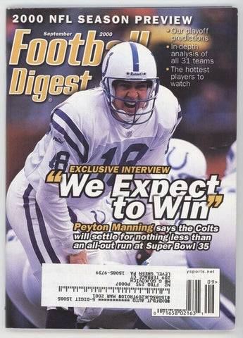 VINTAGE Sep 2000 Football Digest Magazine Peyton Manning Colts