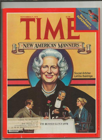 ORIGINAL Vintage November 27 1978 Time Magazine Letitia Baldrige Superman